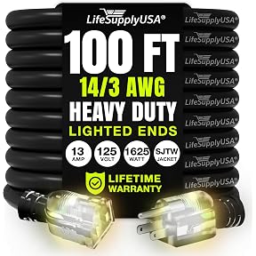 100ft Black Outdoor Extension Cord