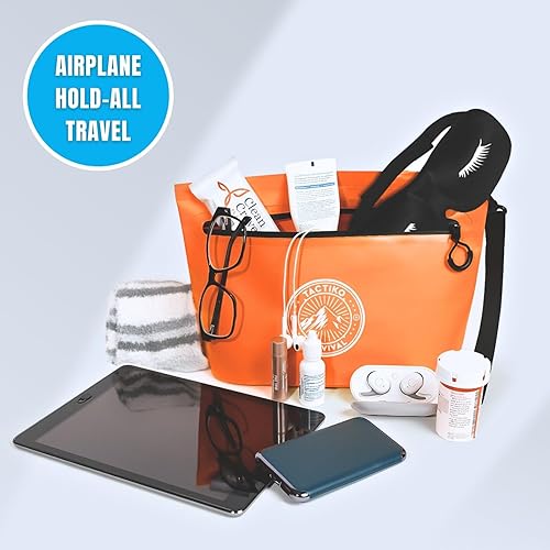 Miniatura 8 de Tactiko - Mochila 100% impermeable de 30 litros y bolsa de lona con cremallera de 2 litros a prueba de salpicaduras, bolsa seca enrollable para