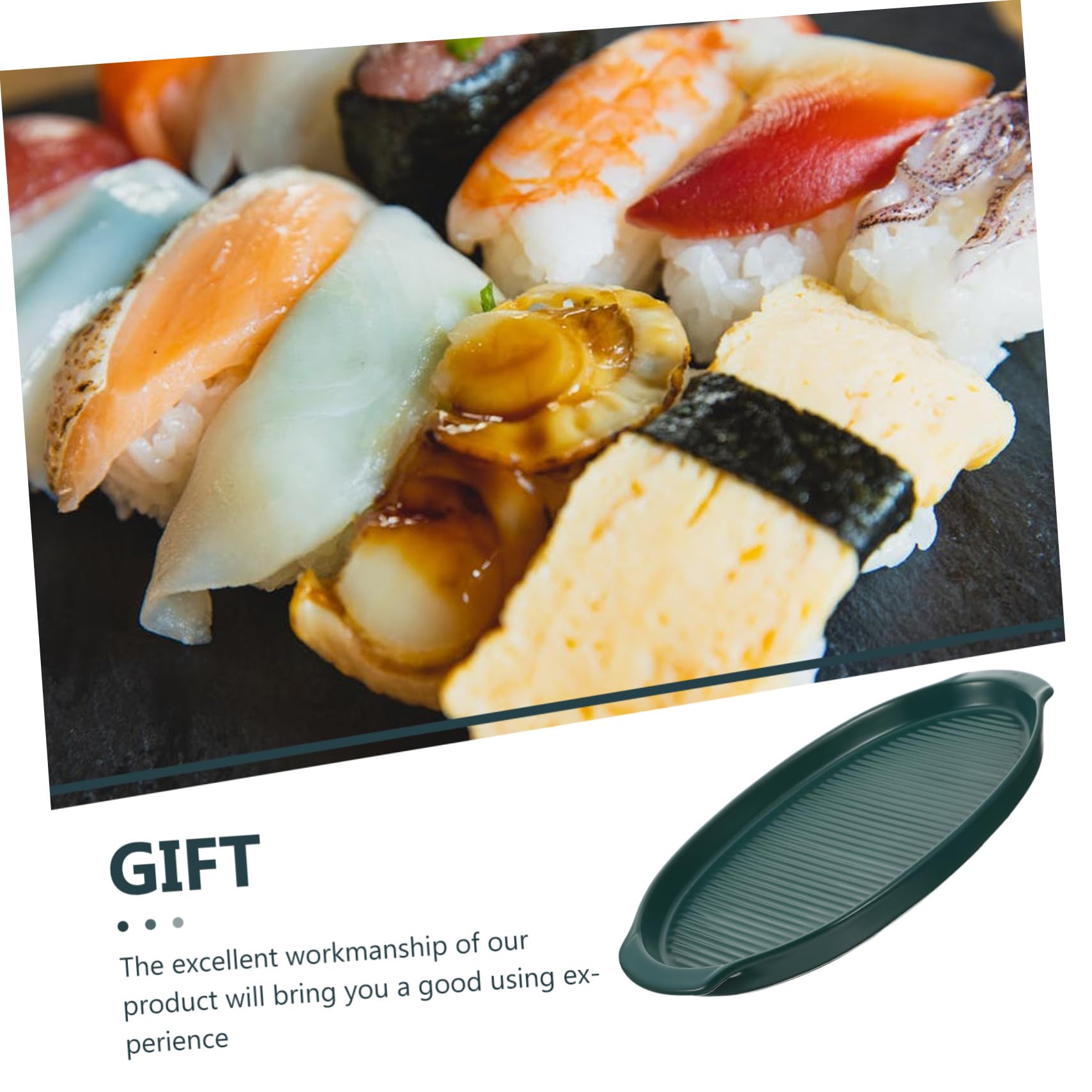 Assiette en Céramique Elliptique De Cuisine Occidentale, Plateau À Sushi en Céramique,Green-30X15X2.8CM