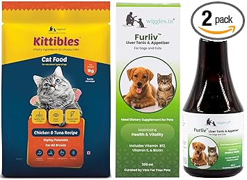 WIGGLES Cat Food Dry & Liver Tonic for Cats, 1kg & 200ml - Chicken Tuna Fish Food with Multivitamin Appetizer Kitten Syrup (Pack of 2)