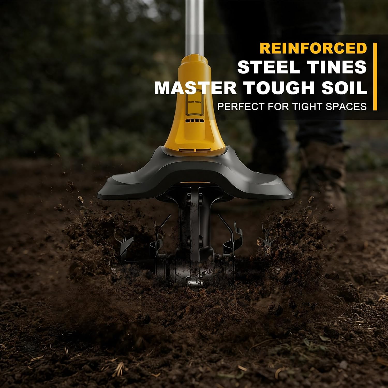 Cordless Garden Tiller Cultivator, Compatible with DeWalt 20V MAX Battery, 360 RPM High Torque, 9" Width x 7" Depth, Lightweight Garden Soil Tool for Weeding, Tool Only-Battery Not Included