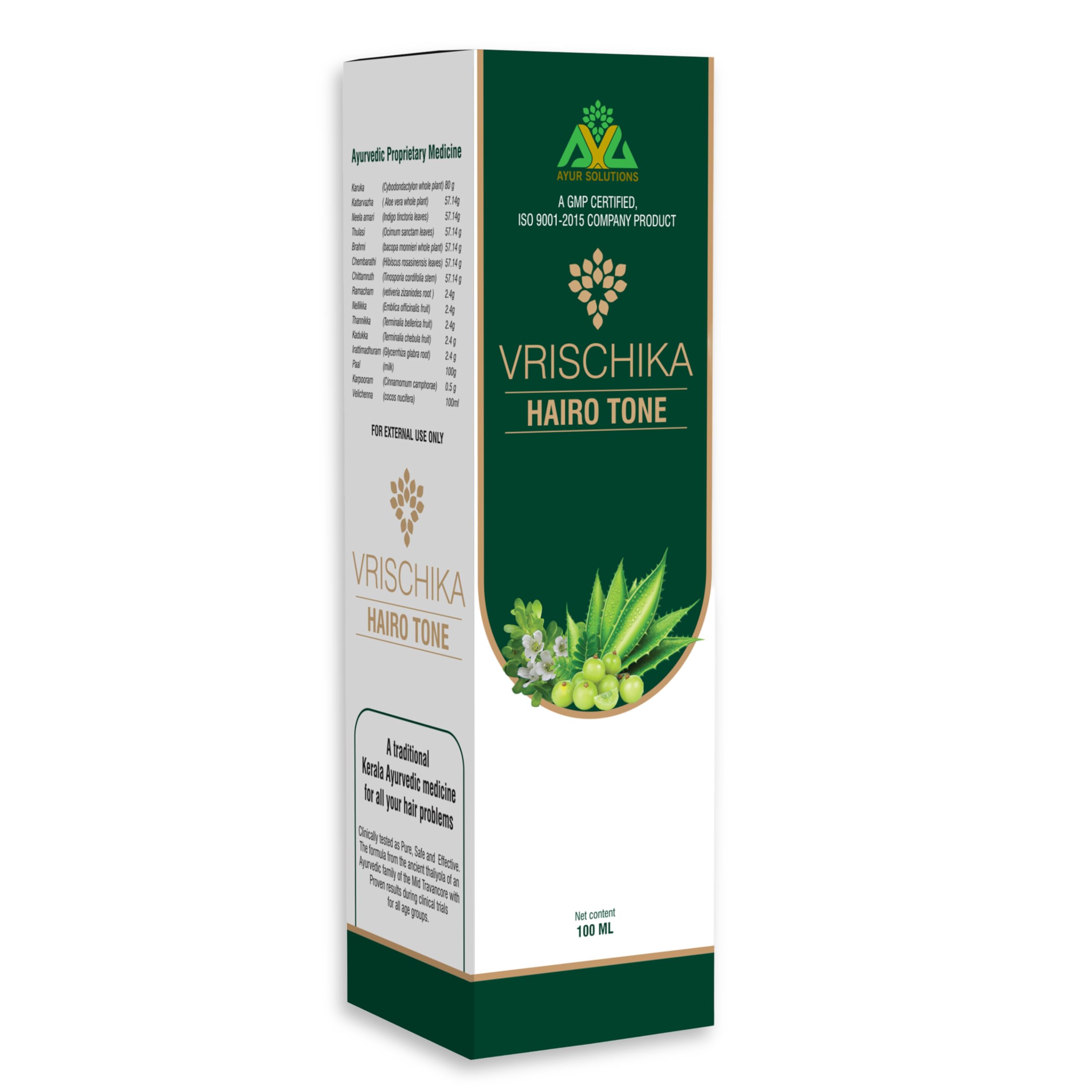 Vrischika Hairo Tone - A Traditional Kerala Ayurvedic Medicine for all Your Hair Problems | 100 ml