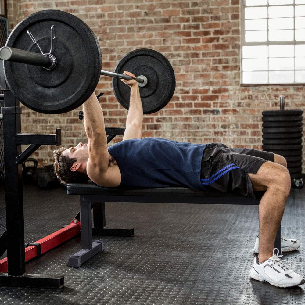 HolaHatha Stalowa rama o udźwigu 272 kg pianka wyściełana płaska waga sprzęt fitness domowa siłownia swobodna ławka do sztangi dla siły ćwiczeń całego ciała