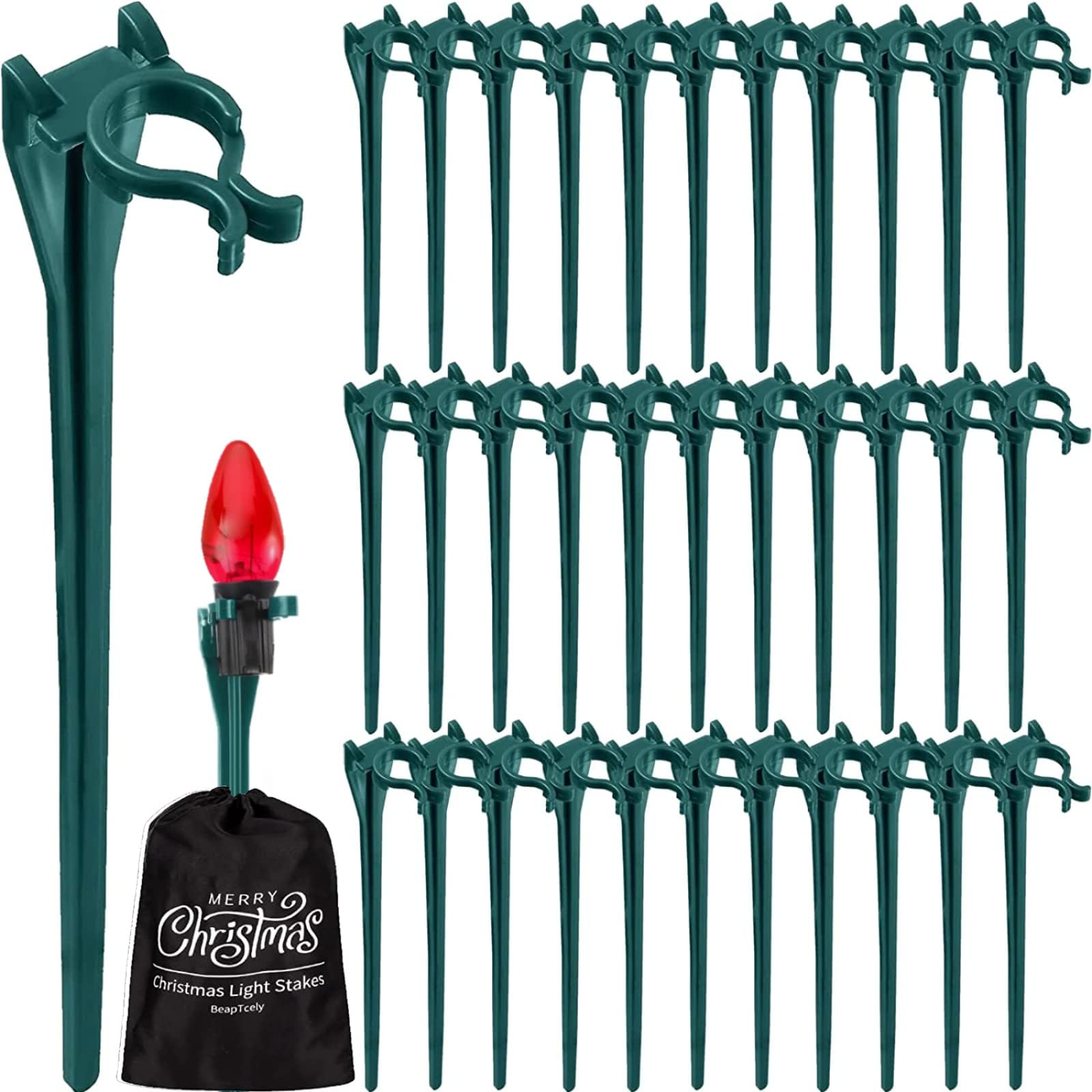 Christmas Light Yard Stakes [Set of 50] Outdoor Light Stakes 8.5" Tall
