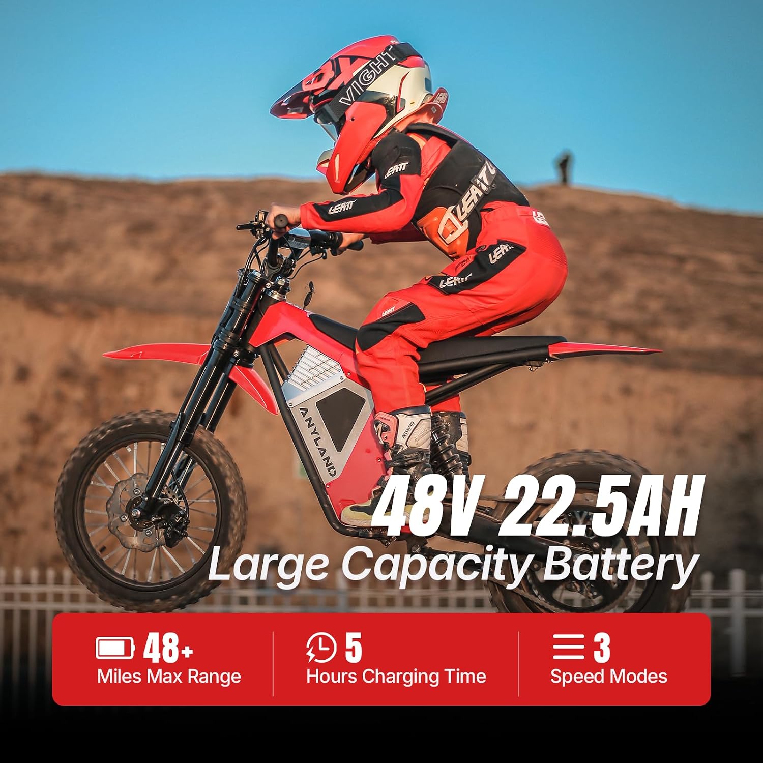 Rev Pro Electric Dirt Bike with Safety Wheelie-Assistant Controller, 3000W Electric Motorcycle for Adults, E Dirt Bike with Hydraulic Brakes, Mountain Off-Road Ebike (Red)