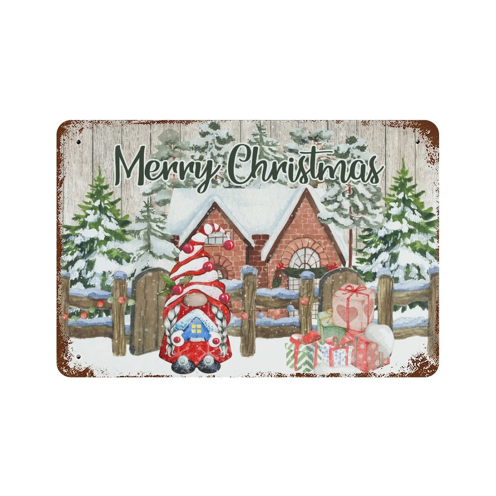 Panneau Merry Christmas bonhomme de neige en alu de 30x45 cm