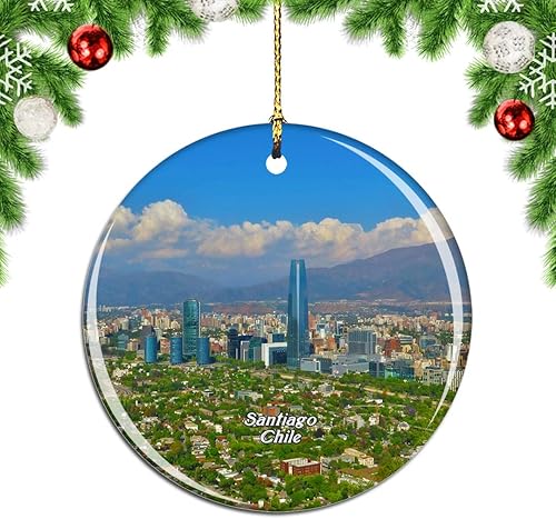 Miniatura 2 de Weekino Chile Santiago - Adorno para árbol de Navidad de Navidad, decoración colgante, decoración de recuerdo de viaje por la ciudad, porcelana de