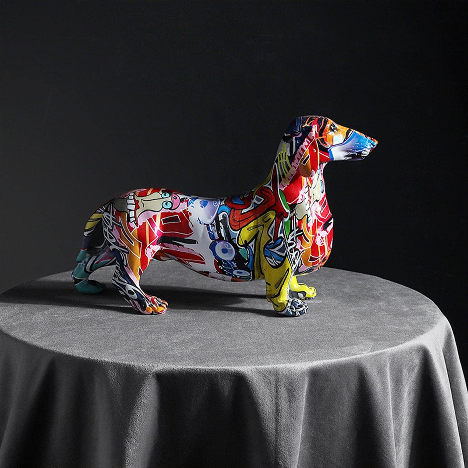 Amazon.co.jp: カラフルな犬の像-動物の装飾の置物の落書きアート多色