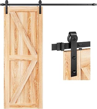 EaseLife 4 FT Sliding Barn Door Hardware Track Kit,Basic J Pulley,Slide Smoothly Quietly,Easy Install 4FT Track Kit for 24" Wide Single Door