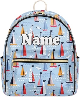 Sailing Yachts Seagull Custom Mini Backpack Purse for Women Girls Summer Theme Personalized Fashion Leather Small Backpack Shoulder Handbag Travel Bag Satchel Rucksack, Multicolor