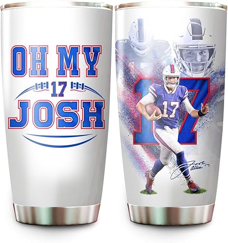 Josh Buffalo Allen - Vaso de fútbol Oh My Josh Quarterback Football  Taza de café y té aislada con tapa, regalo de cumpleaños, Navidad, Día del