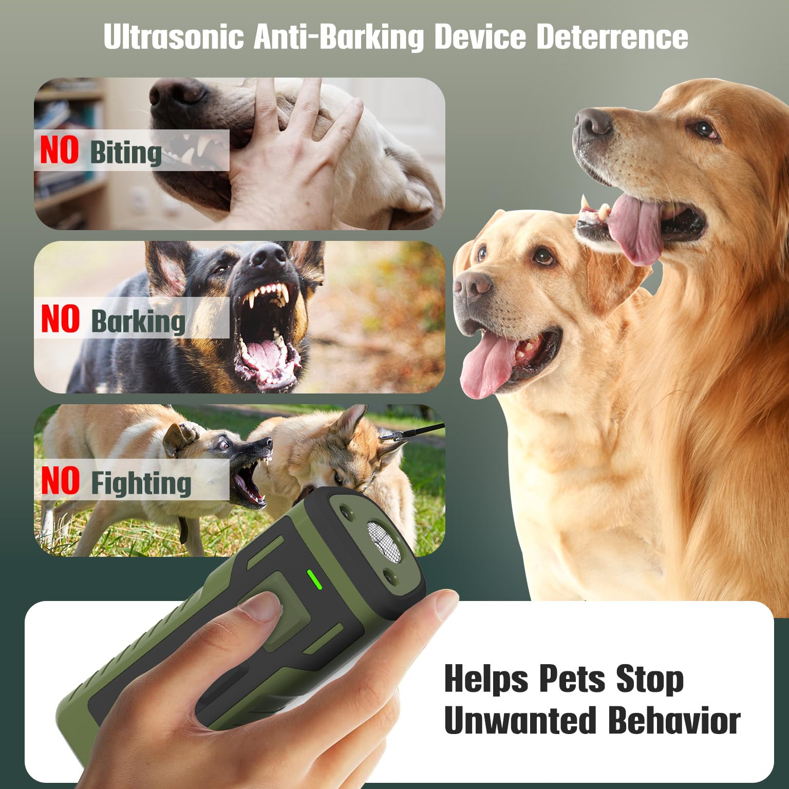 Dispositifs anti-aboiements rechargeables pour chiens - 15,2 m de long - Ultrasonique - Plus besoin d'aboiements - Alternative aux colliers de dressage douloureux et aux colliers anti-aboiements