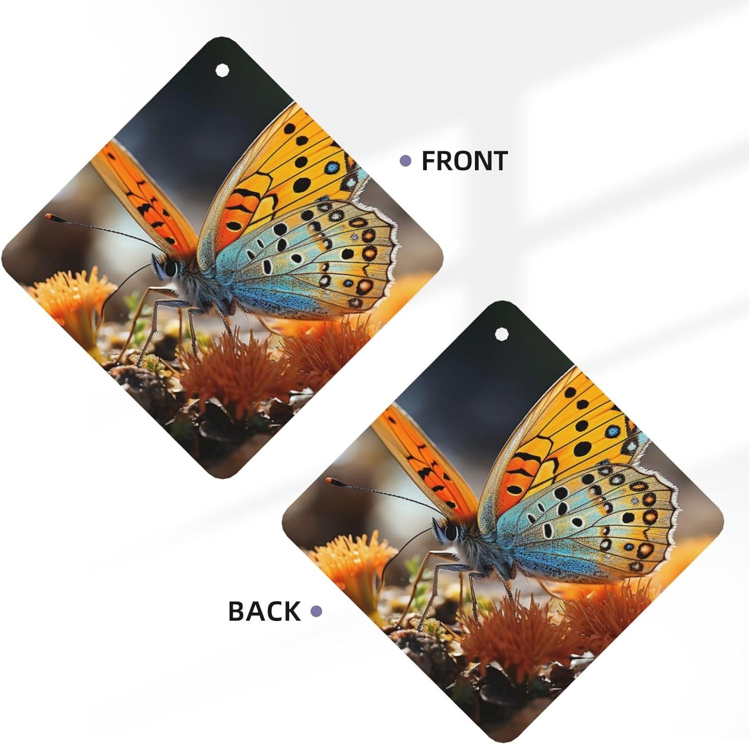 Car Air Freshener 24 PCS Orange Butterfly Hanging Car Air Fresheners Auto Interior Decor Card Freshener Strong Scented Card Lavender Cars Scents for Office Bedroom Close Drawer Square