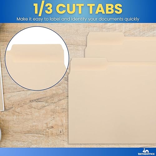 Miniatura 3 de 1InTheOffice Carpetas de archivos legales, carpetas de archivos tamaño legal, carpeta de archivos surtidos de 1/3 pestañas, Manila, paquete de 25