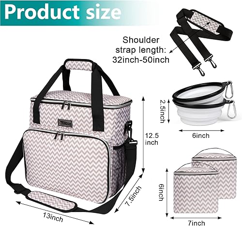 Miniatura 3 de BAGLHER Bolsa de viaje para perros, bolsa de viaje para mascotas (todos los suministros de viaje para mascotas), con 2 recipientes de comida para