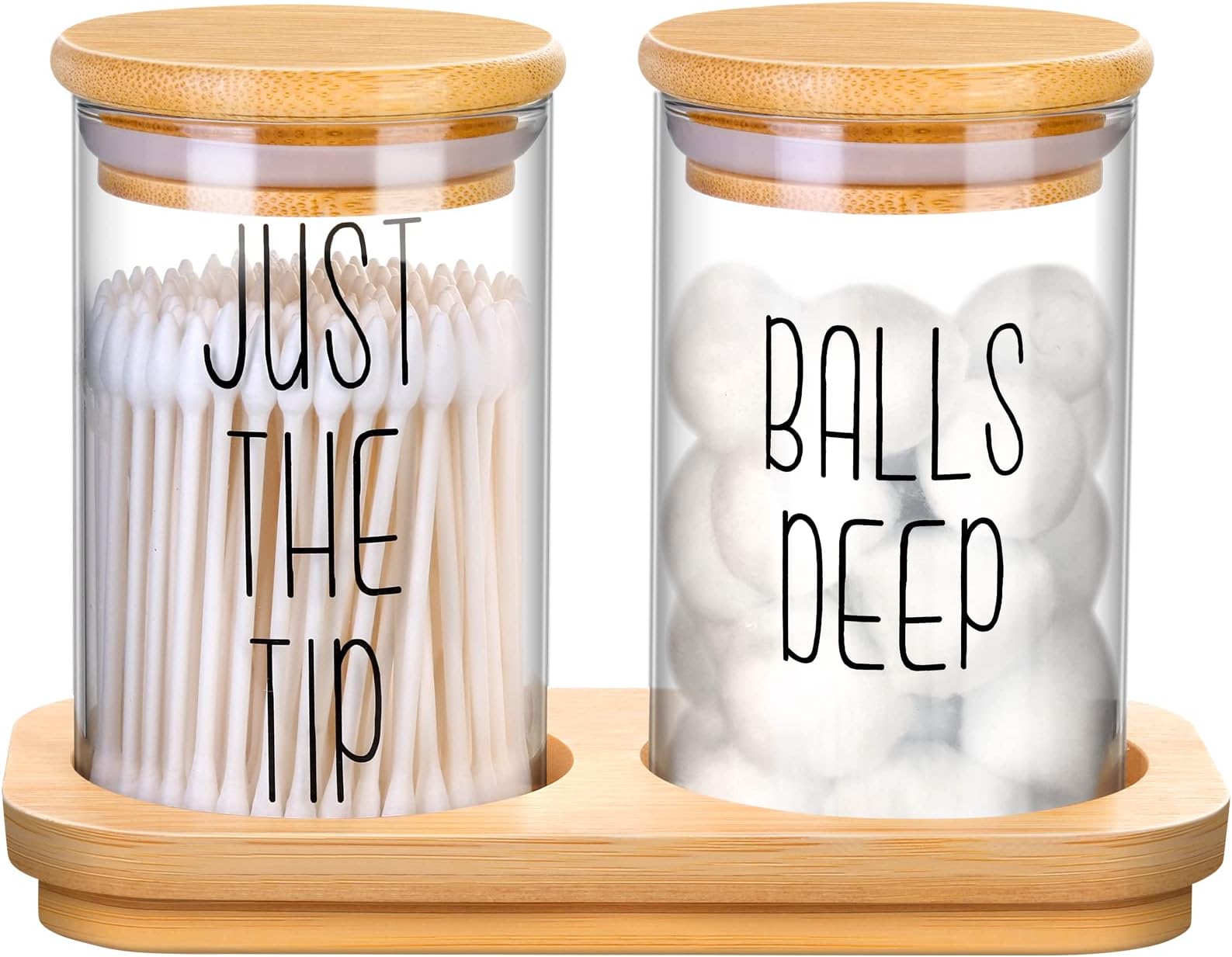 4 Pack Fun Qtip Holder Apothecary Jars with Lids,10 oz