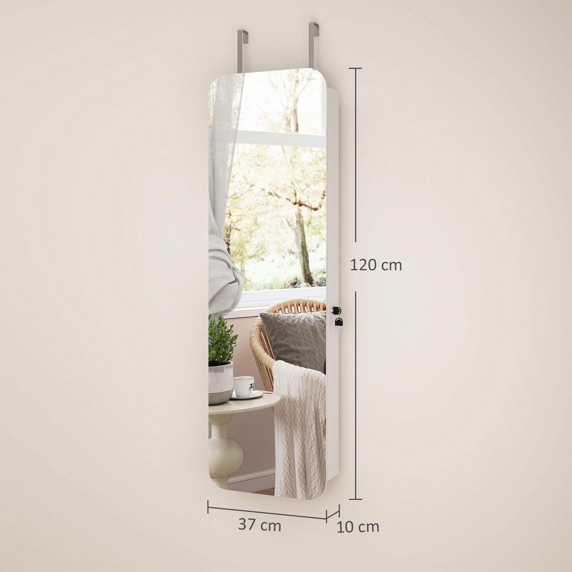 HOMCOM Armadietto Portagioie con Specchio Interno e Luci LED Alto 120cm