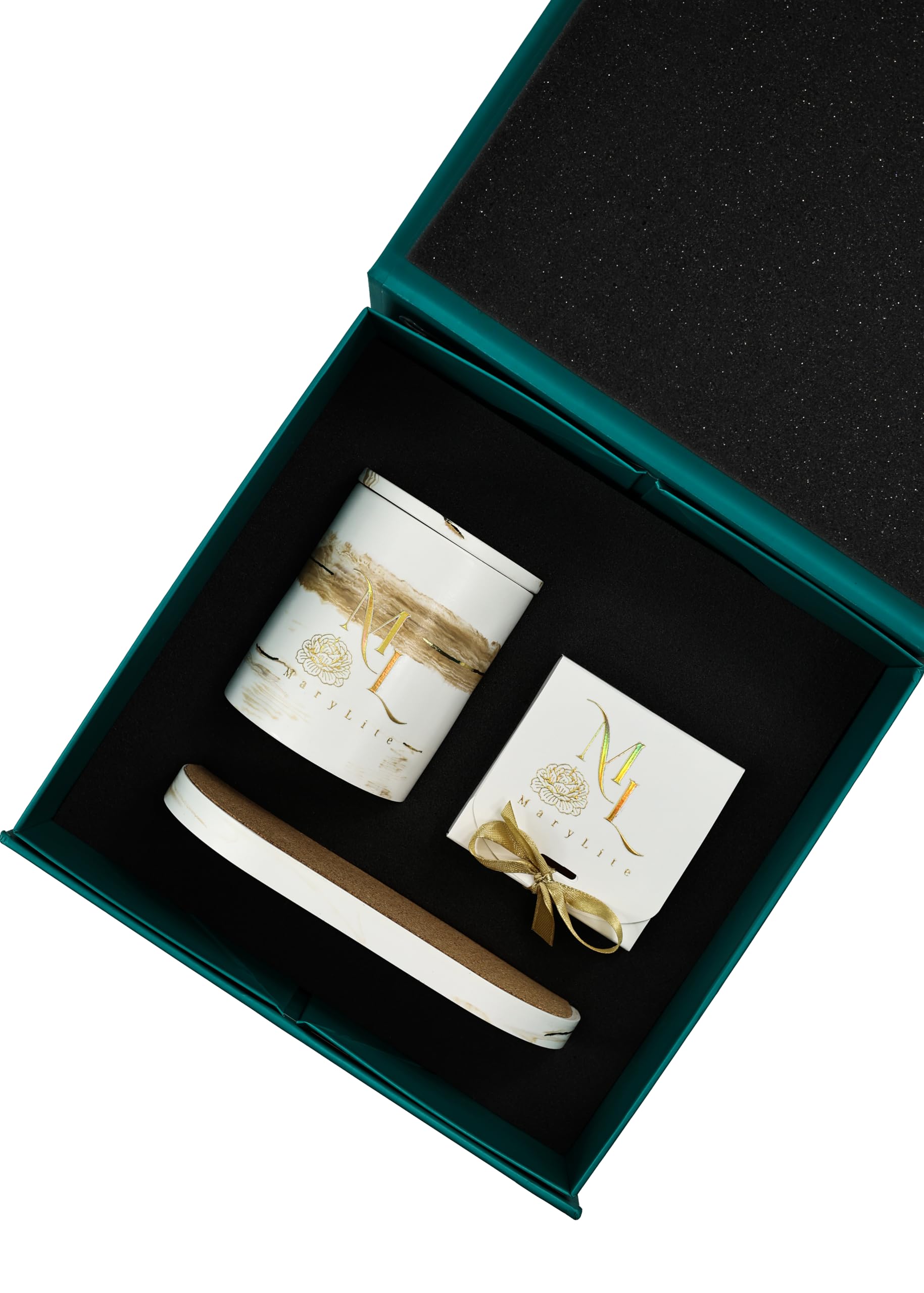 Jasmine Ritual – Duftkerzen-Set mit Blütenkerze & Unterlage, handgegossen, Geschenkset