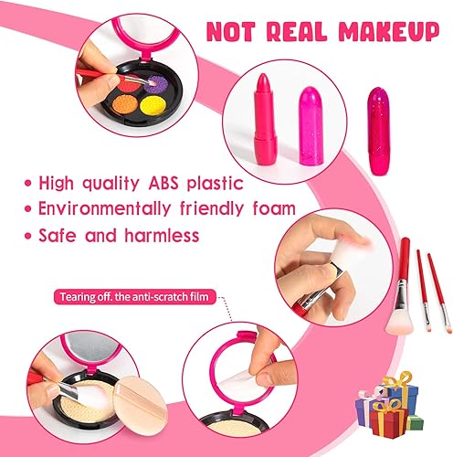 Miniatura 3 de Nabance Bolsa de juego para niñas pequeñas con kit de maquillaje de simulación para niños pequeños, juguetes de princesa para niñas, juego de