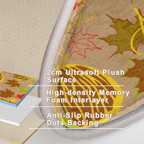 Miniatura 7 de Autumn Pumpkin Maple Leaves Memory Foam Bath Rug Soft Velvet Non-Slip Bathroom Rug Super Absorbent Shower Floor Mats Thick Bath Mat Carpet for