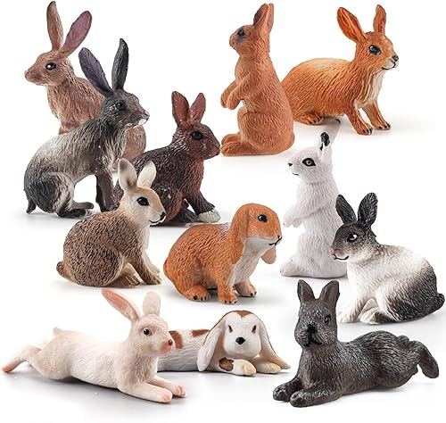 Miniatura 9 de Figuras de conejito para niños, 8 piezas para decoración de pasteles, figura de conejo, decoración de pasteles, suministros de fiesta de cumpleaños,