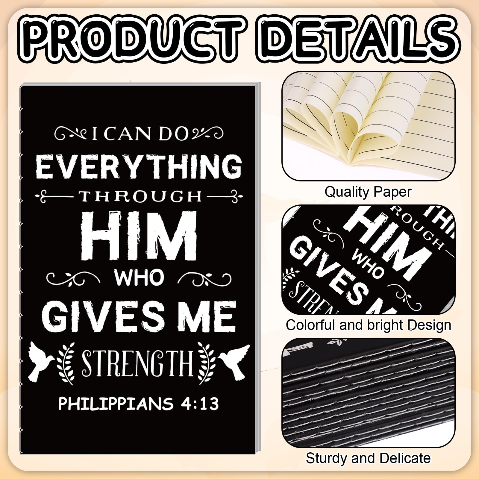 Kklolai 16 Sets Christian Bible Gifts Set Religious Scripture Notebooks Inspirational Quote Ballpoint Pens Bible Verse Keychain Black Motivational Gifts Bulk for Men Women Church School Office Supplie - Image 4