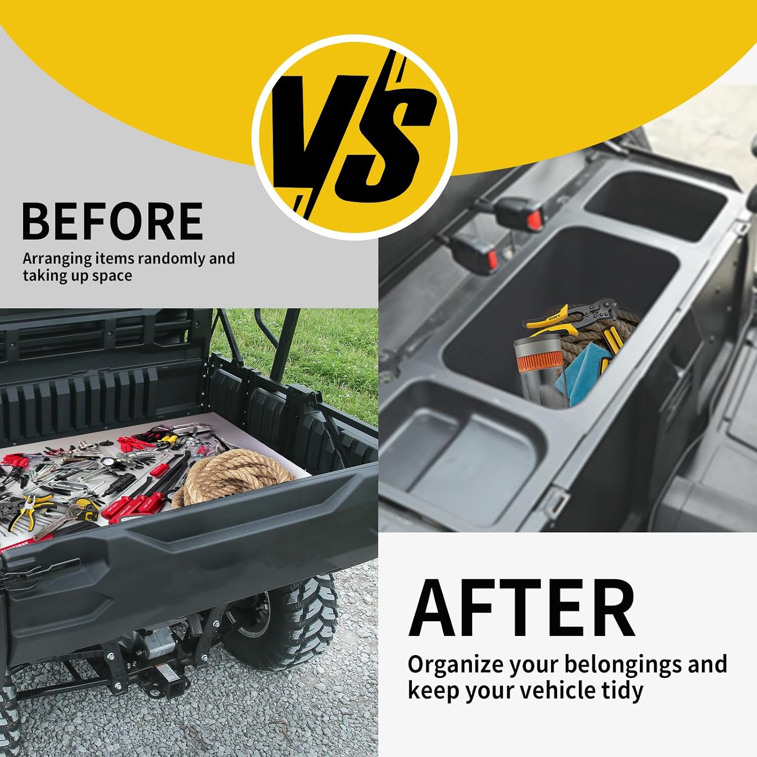 Underseat Storage Box Compatible with 2015-2021 Polaris Ranger 500/570 Mid-Size Accessories Under Seat Storage Bin Set Organizer Tray 50" Wide (fits: PRO-FIT Cage Model, 3PCS)