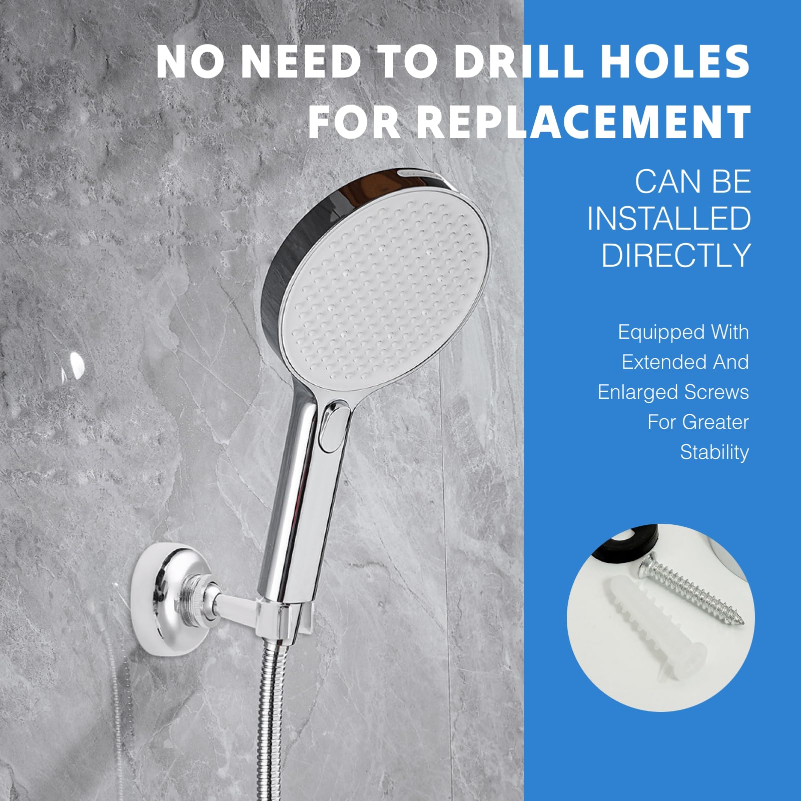 Supporto per Doccia a Muro in Ottone, Regolabile a 360 Gradi, Universale per Tubo Standard, Finitura Cromata Elegante e Antiruggine, Ideale per Bagno Moderno