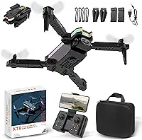 Mini Pro Drone com Câmera 4K, Controle Remoto, 60 Minutos de Autonomia, Controle Remoto, 100m de Alcance Profissional Drone Fpv, 2 Baterias 3.7V 1800mAh, Ângulo Ultra Grande 110° (XT8)