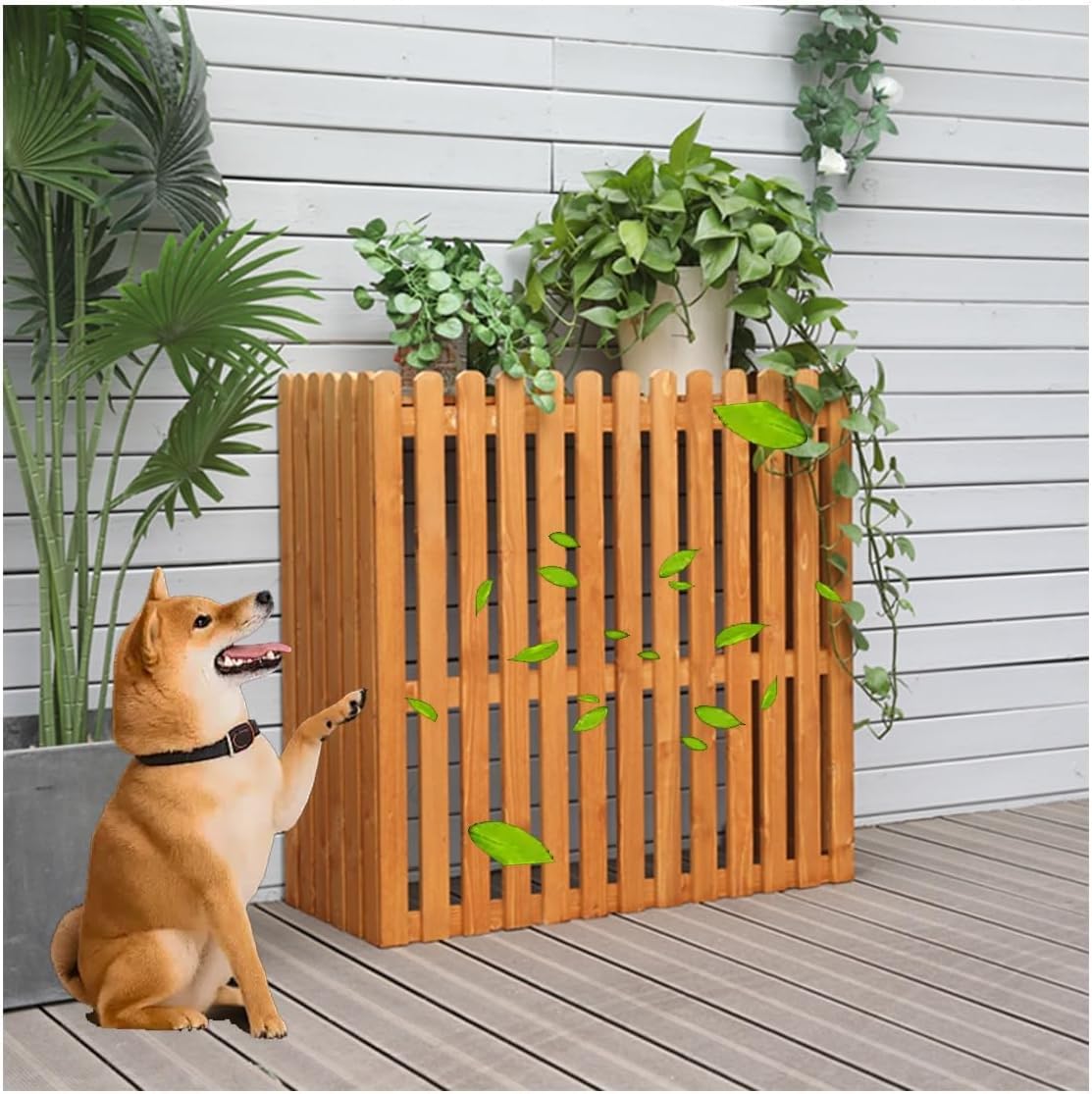 SXXAZLDP Hid Air Conditioner Rack Fence Wooden Conditioning Cover Solid Wood Outer Frame Louvered Shell Blinds Weatherproof Shutters Central