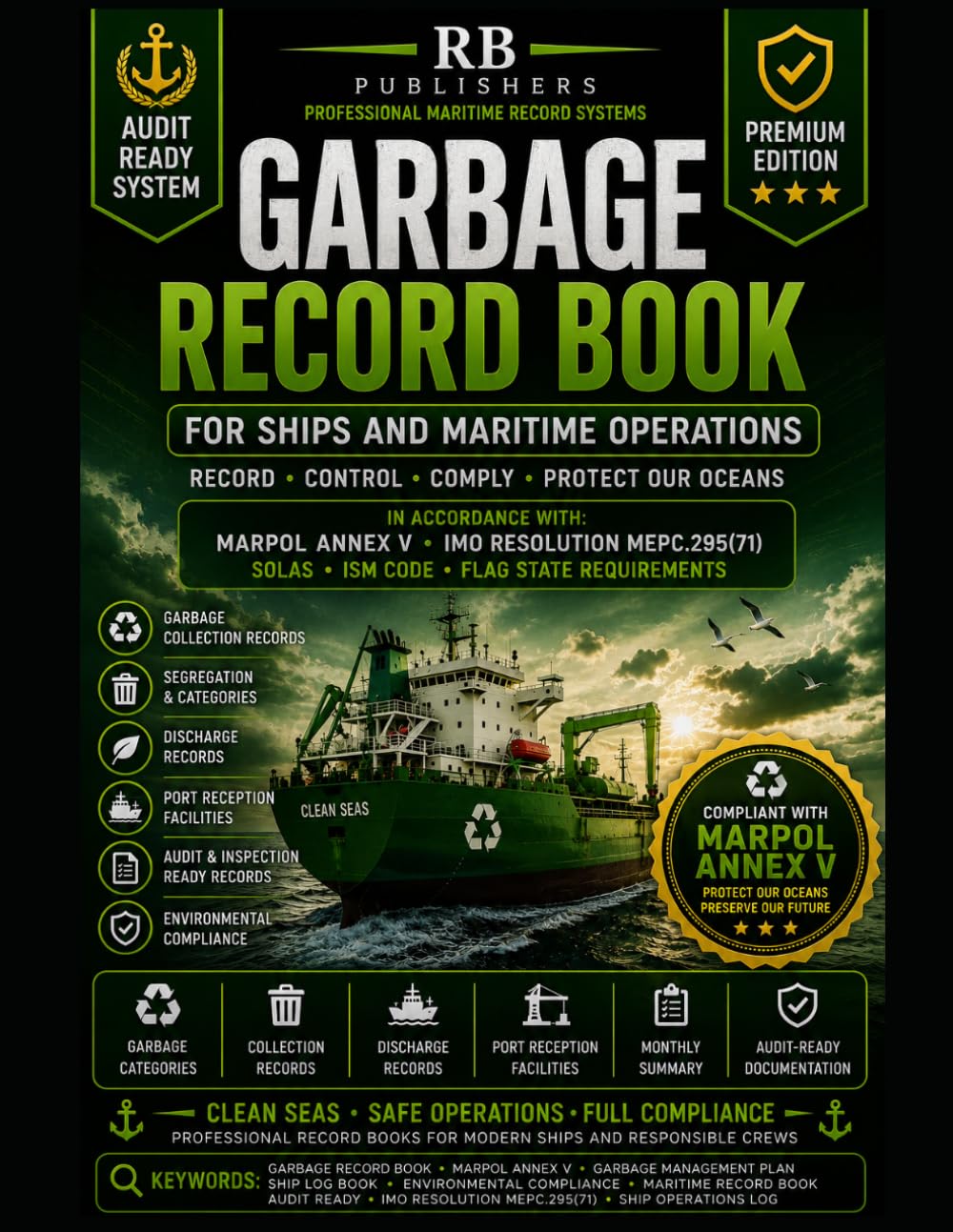 Garbage Record Book for Ships and Maritime Operations MARPOL Annex V Compliant Waste Management & Disposal Log System | Audit-Ready Garbage Tracking, ... Facilities & Environmental Compliance