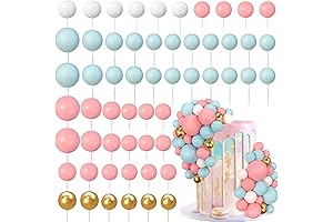 56 Pieces of Ball Cake Picks for Gender Reveal Parties