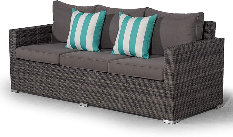 Amazon.de: Giardino Sydney Rattan 3 Sitzer Sofa Grau - Polyrattan 3er