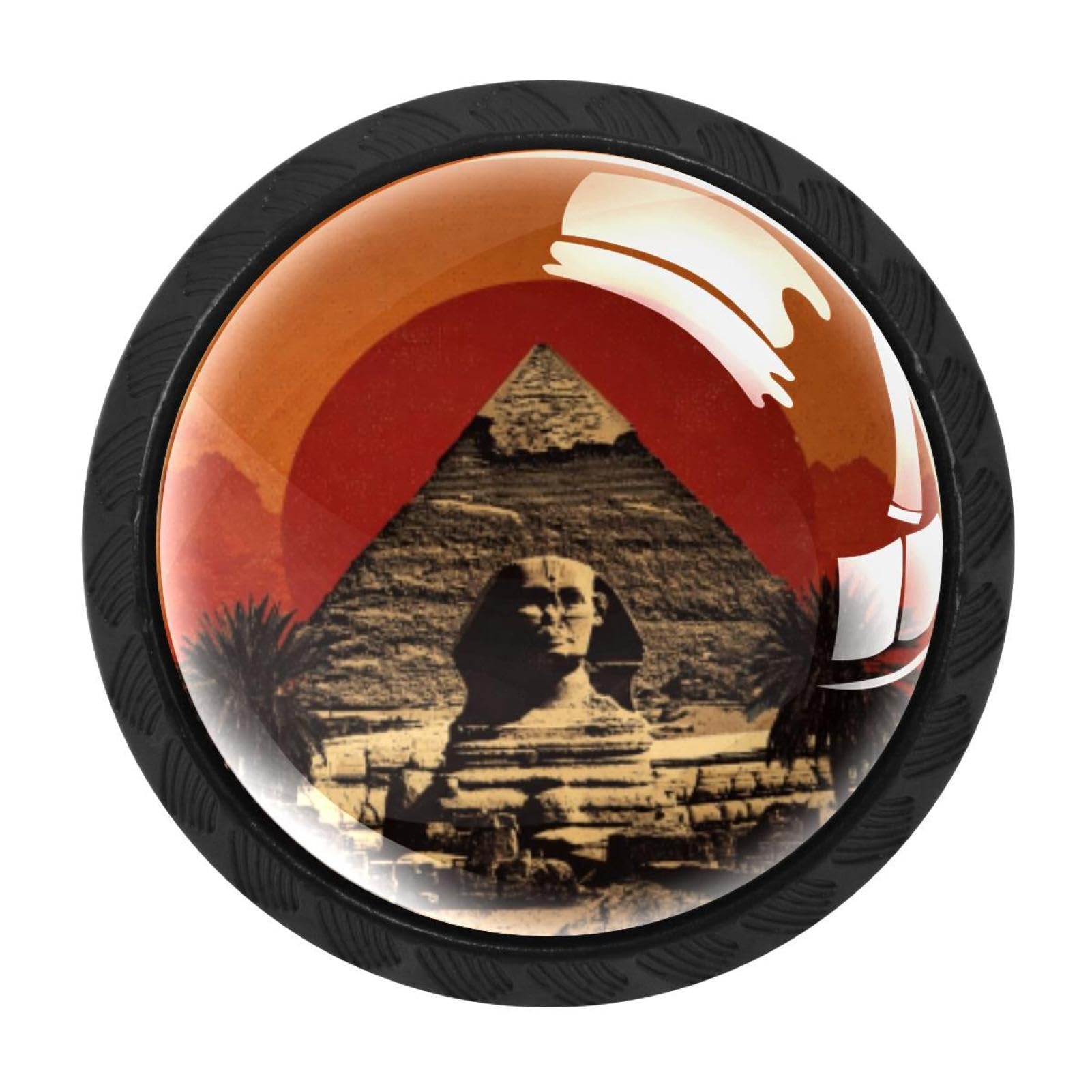 CHENZZZZ Egyptian Ancient Retro Nation (1) Drawer Knobs 4 Pack Crystal Dresser Knobs 35mm Glass Cabinet Knobs for Home Office Bathroom