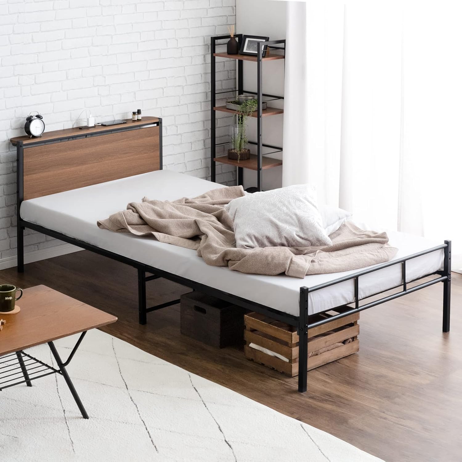 Amazon.co.jp: ベッドフレーム単品シングルスチールパイプベッド2口