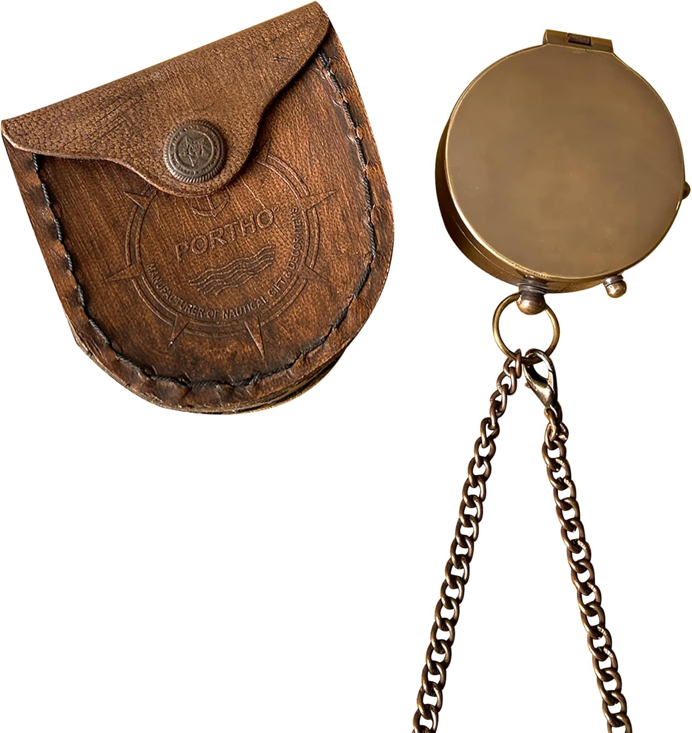 Brass Compass with “Go Confidently in the Direction of Your Dreams” Quote by Thoreau – Leather Case Gift for Graduation, Baptism, Student, Grandson, Hiking, Trekking, Motivation & Adventure