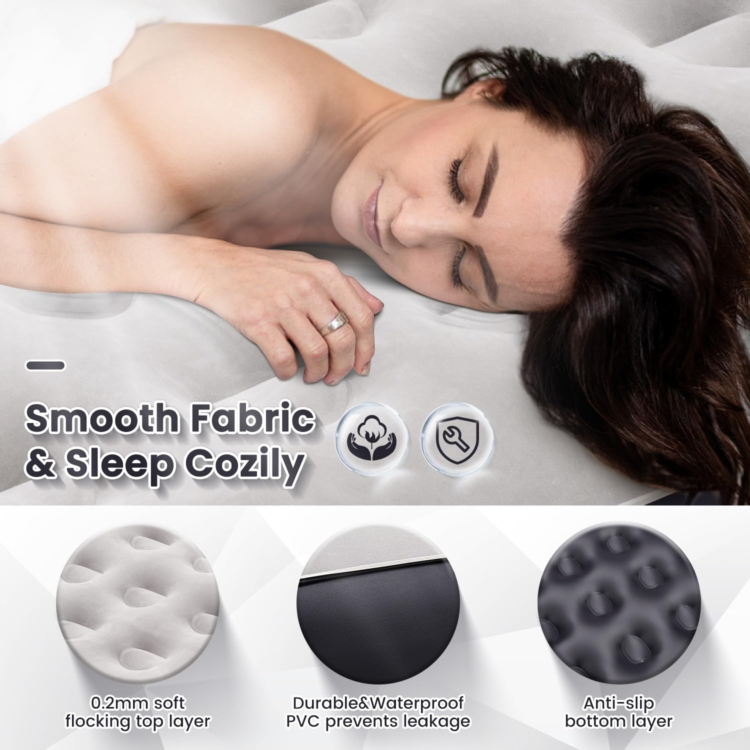 Colchón inflable Queen con bomba de batería integrada de 2500 mAh, 10 pulgadas de altura, colchón inflable rápido y fácil de inflar/desinflar para camping, hogar, maletero, cama, cojín de viaje, cama