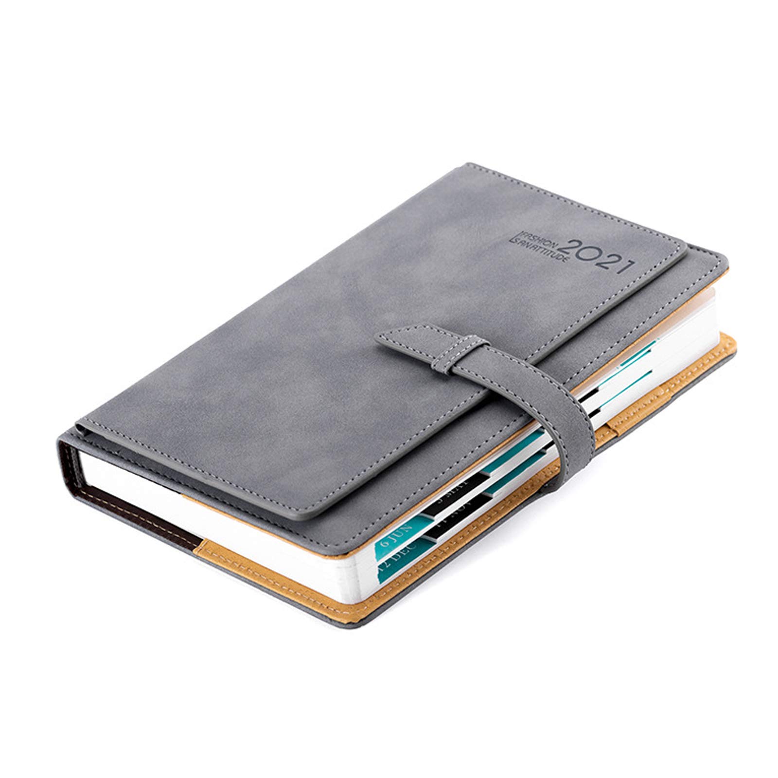 MMYY 2021 A5 Weekly Diary with Labels, Pocket and More Simple Design to Stimulate Productivity, Gray