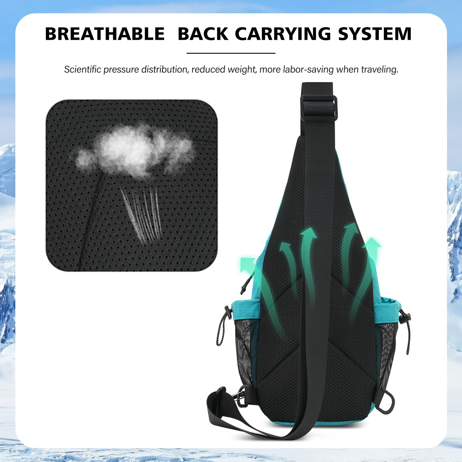 Bolsa pequeña con 2 soportes para botellas, mochila cruzada para uso diario, botella no incluida, Negro -, Pequeño, Bolso bandolera 7