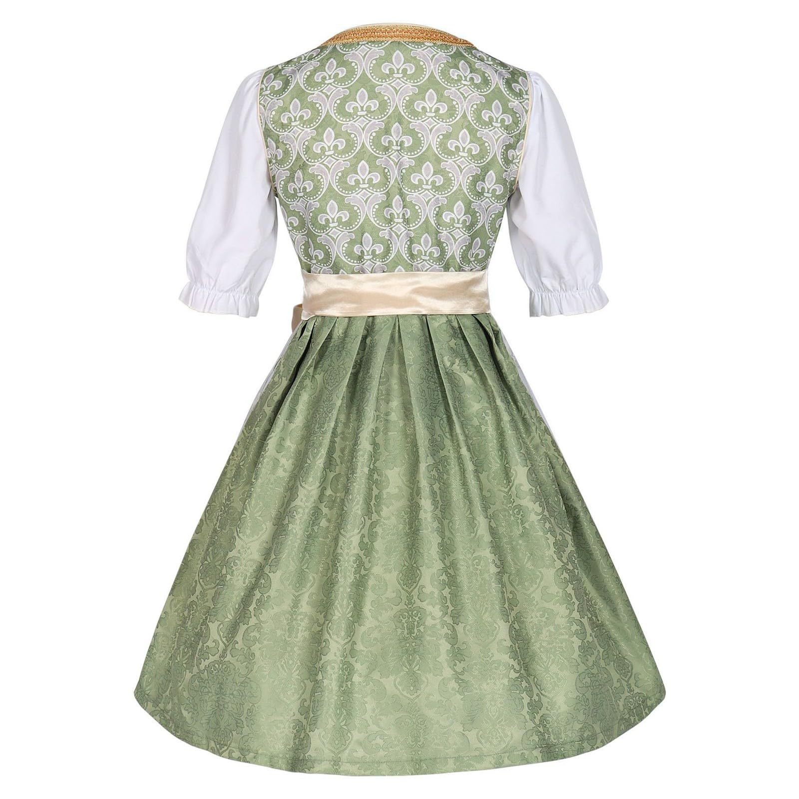 Dirndl Damen Midi Set 3 Teilig Trachtenkleid Elegant Dirndlkleid mit Dirndlbluse Spitze Dirndlschürze Trachtenmode Bayrische Dirndlkleider für Oktoberfest Trachten & Festlichkeiten