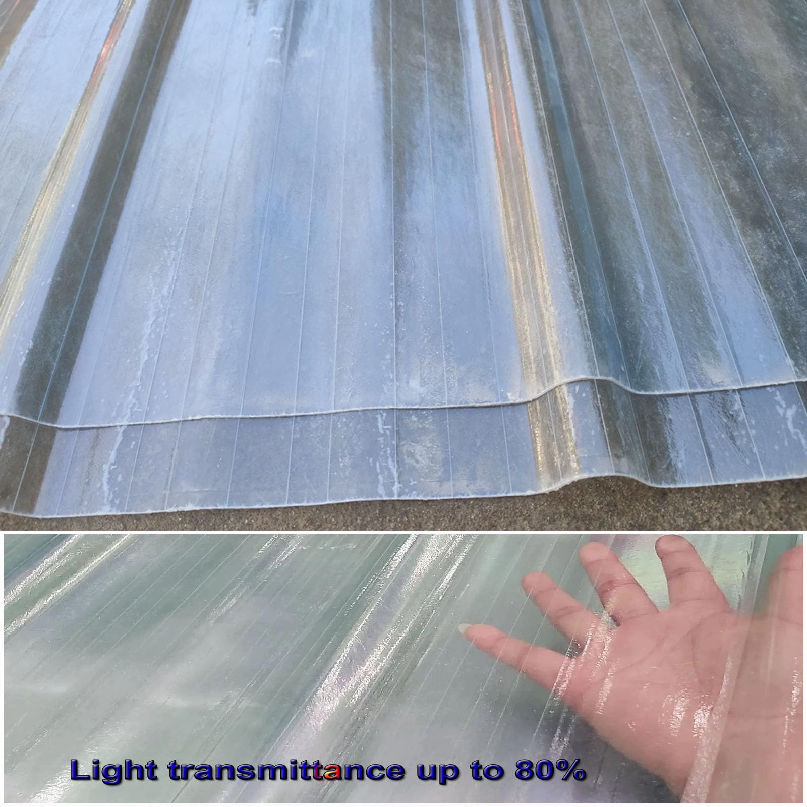 2mm Planchas Transparentes Tejados,Chapa Ondulada Para Invernaderos,Paneles Para Tejado Resistentes Al Impacto,Placa De Iluminación Natural FRP De Protección UV (0.9×1.3m,1pcs)