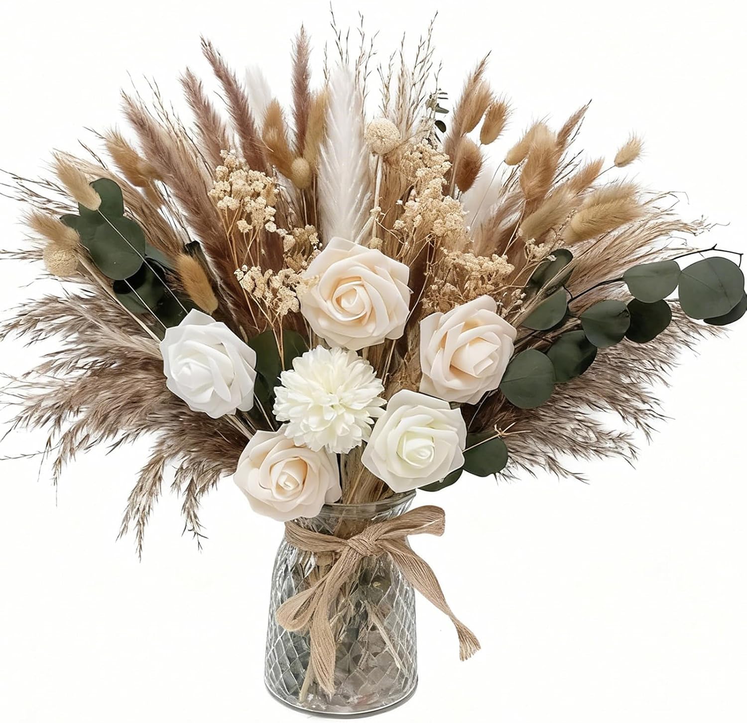 Indoor Artificial Dried Flowers with Vase Pampas Grass Bouquet
