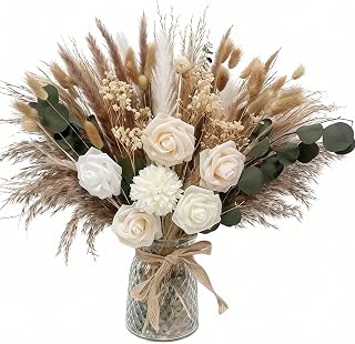 Indoor Artificial Dried Flowers with Vase Pampas Grass Bouquet