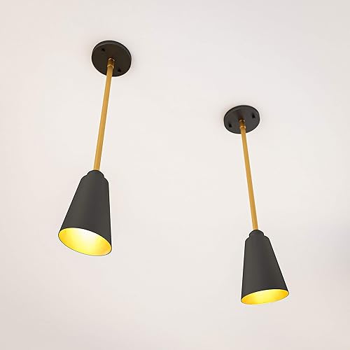 Miniatura 4 de Kenroy Home 93671BL Alvar Mini Colgantes, pequeño, negro mate con latón antiguo en el interior