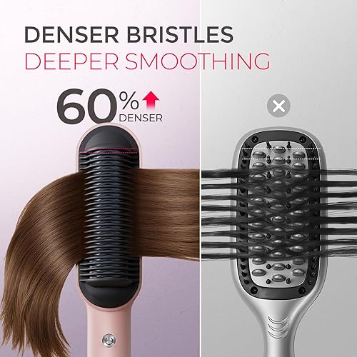 Miniatura 4 de TYMO Ring Pink - Cepillo alisador de cabello  Plancha alisadora de cabello con peine integrado calentamiento rápido de 20 segundos y 5 ajustes de