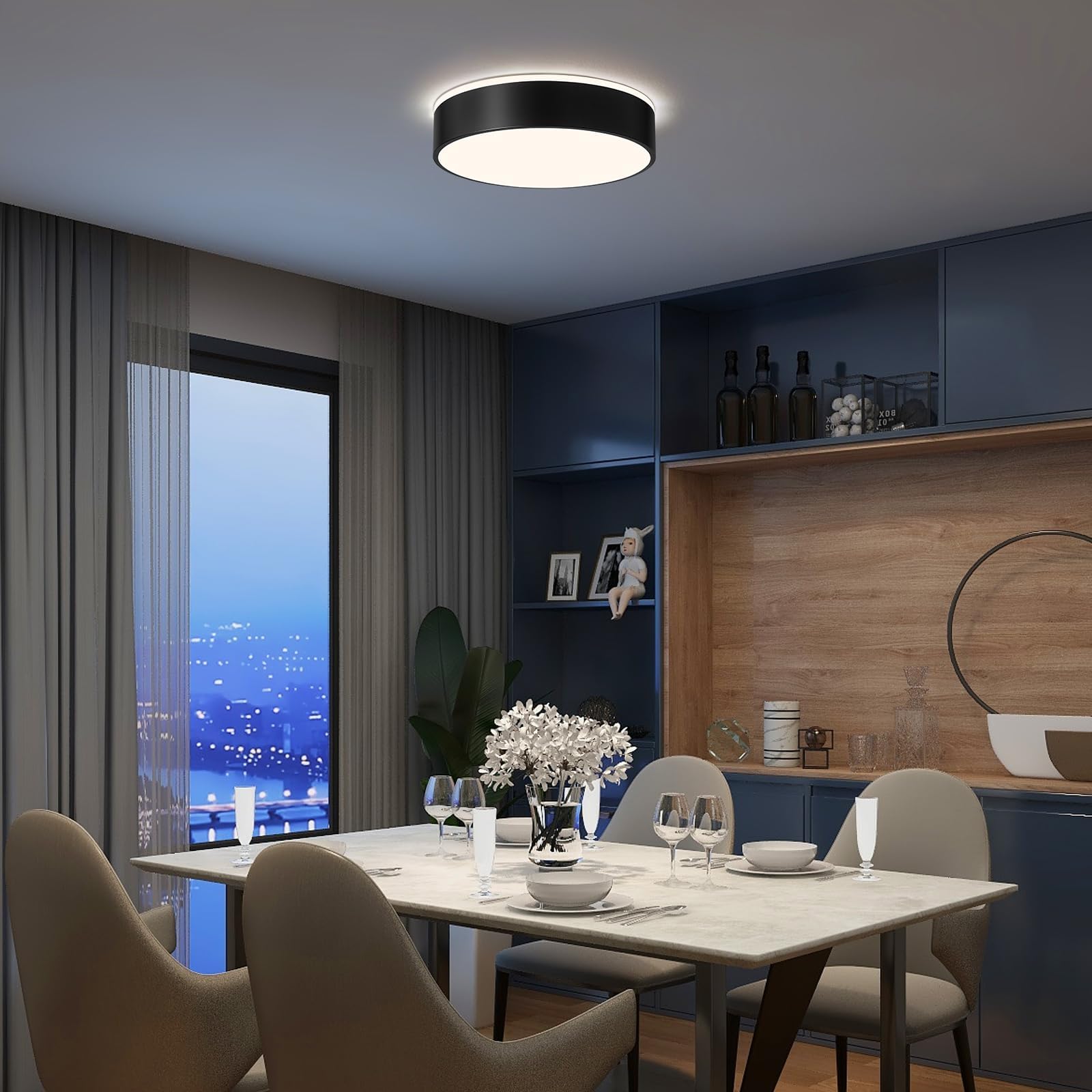 Moderne Deckenlampe,LED Deckenleuchte Schwarzem Metall,4000K,36W Schlafzimmerleuchte Für Wohnzimmer,Küche,Bad,Korridor,Esszimmer,Lounge,Ø40 cm