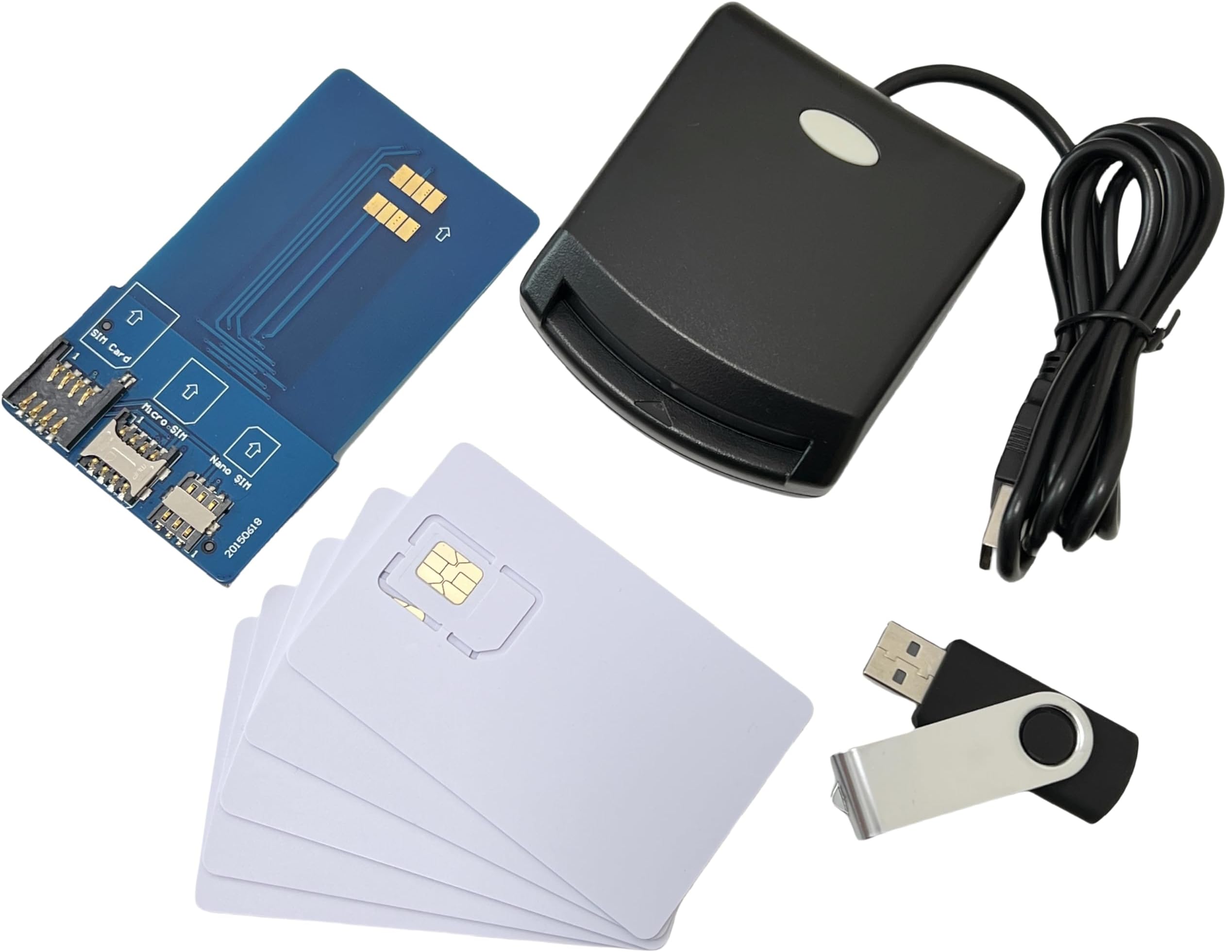 LTE WCDMA ICCID SIM USIM 4G Secure Card Reader Writer Programmer with 5 Blank Programmable Cards + SIM Personalise Tools by XCRFID