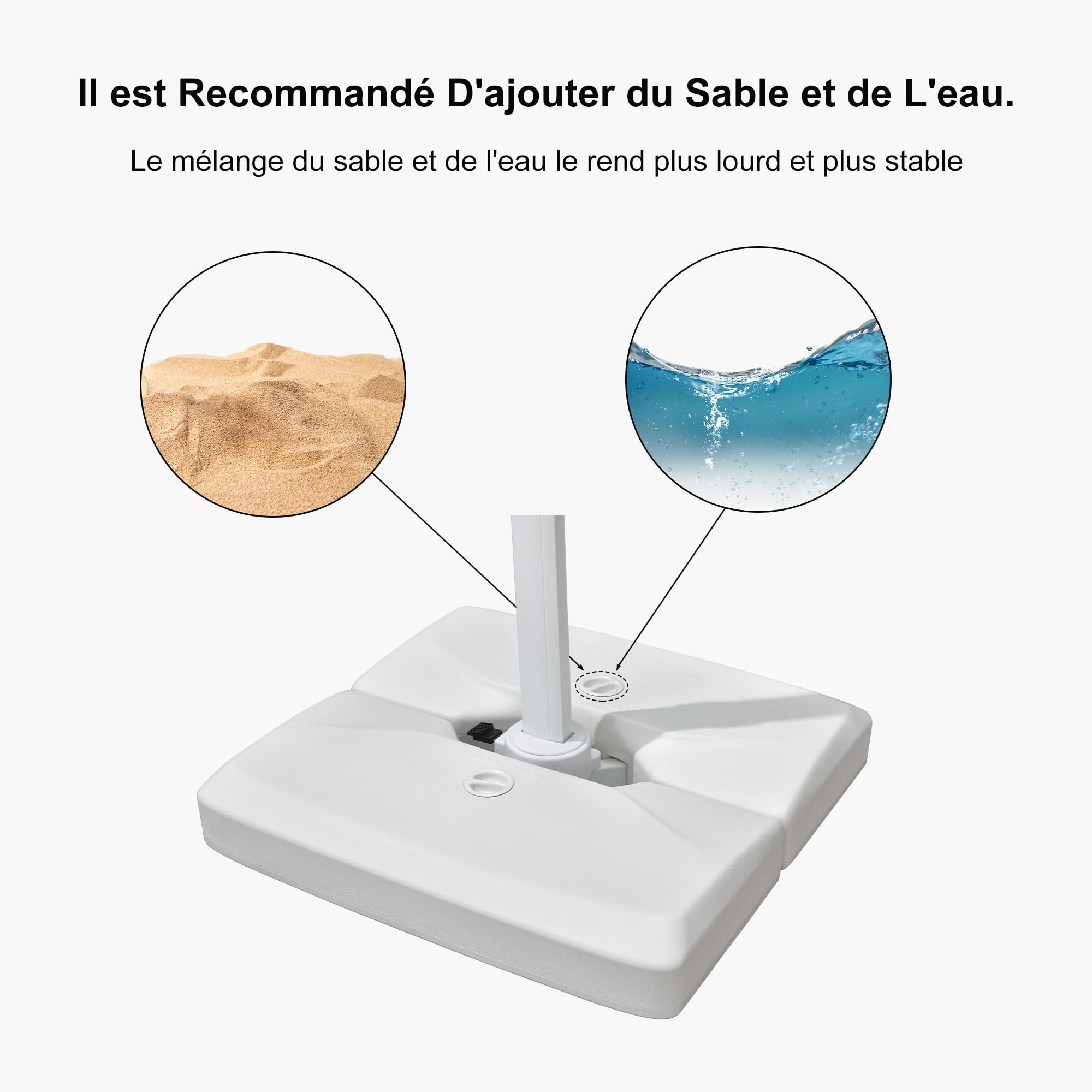 Base Per Ombrellone PURPLE LEAF 80x80 Cm - Da Riempire Con Acqua O Sabbia, Portata 100 Kg - Foto 3