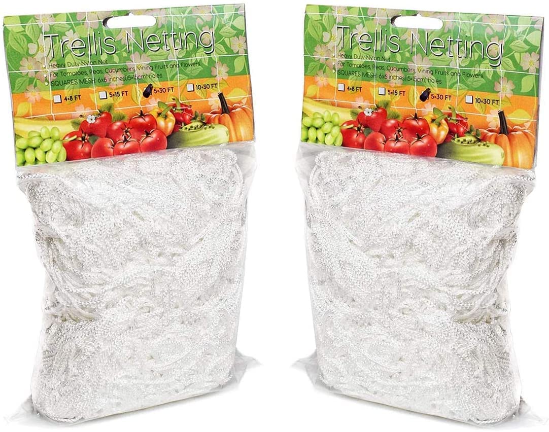Garden Plant Trellis Netting 5*30ft, VASLON Plant Netting 2 Pack Heavy-Duty Polyester Trellis Net for Climbing Plants Outdoor & Indoor