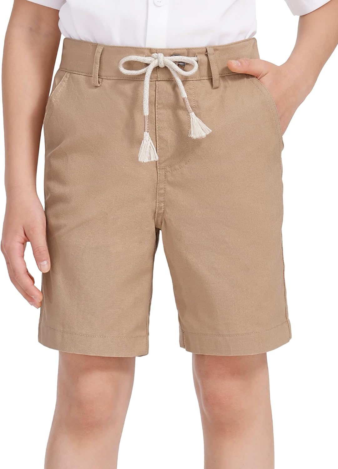 BOOPH Boys Shorts Basic Pull on Chino Shorts School Uniform Clothes for Kids Boy Golf Basketball